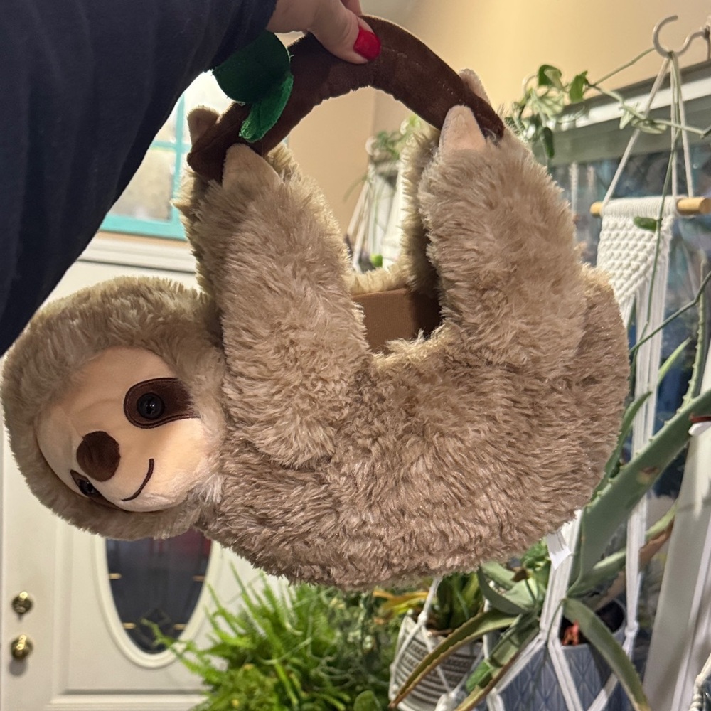 Cute plush sloth Easter basket